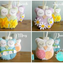 October Birth Month Felt Owl Ornament Marigold Autumn Flower - thumbnail 3
