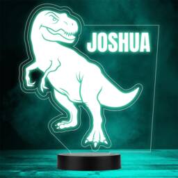Dinosaur Fan Silhouette Angry T-Rex Led Personalised Gift Night Light - thumbnail 1