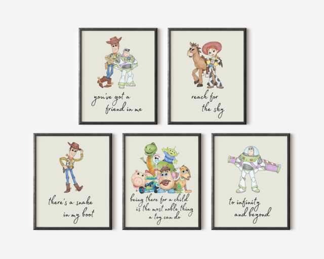 Toy-Inspired Quote Prints - Set Of 5 Nursery Wall Art, Printed Or Framed - image 1
