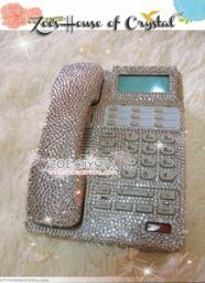 Bling & Sparkly White Office/Desk Phone To Ensure A Good Conversation For Every Call - Perfect Home Decoration - thumbnail 3
