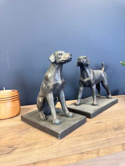 Grey Dog Bookends - Set Of 2 Shelf Ornaments For Home Decor Or Gifts - image 1