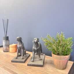 Grey Dog Bookends - Set Of 2 Shelf Ornaments For Home Decor Or Gifts - thumbnail 2