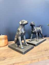 Grey Dog Bookends - Set Of 2 Shelf Ornaments For Home Decor Or Gifts - thumbnail 1