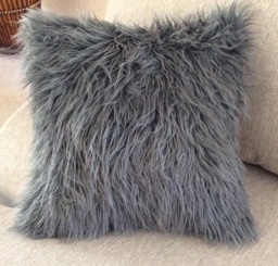 Fur Pillow, Gray Fur Charcoal Grey Faux Pillow Covers, Grey Cushion 18x18 Pillow, , Pillow Galorie - thumbnail 1