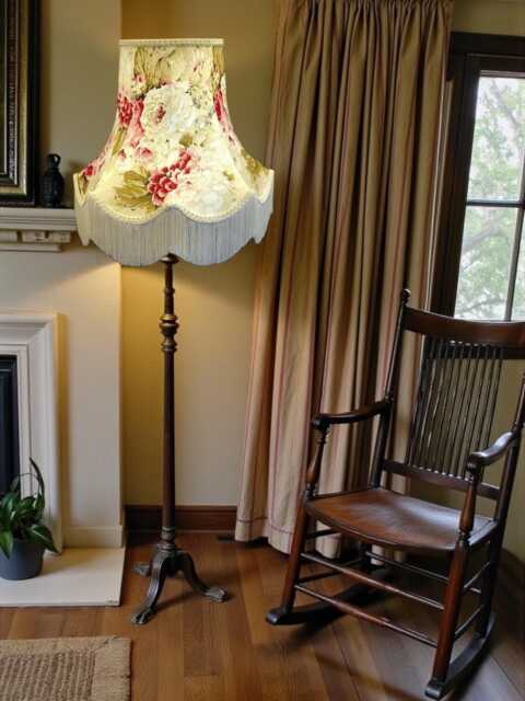 Chintz Floral Lampshades With Cream Fringe Handmade For Ceiling Lights, Table & Floor Standard Lamp Shades, Wall Lights - image 1