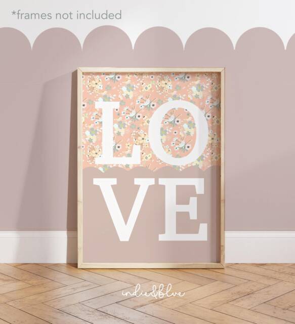 Wildflower Love Print, Girl Bedroom Wall Art Pastel Flower Nursery Decor, Scandi Nursery, Teen - image 1