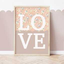 Wildflower Love Print, Girl Bedroom Wall Art Pastel Flower Nursery Decor, Scandi Nursery, Teen - thumbnail 3