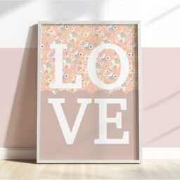 Wildflower Love Print, Girl Bedroom Wall Art Pastel Flower Nursery Decor, Scandi Nursery, Teen - thumbnail 2