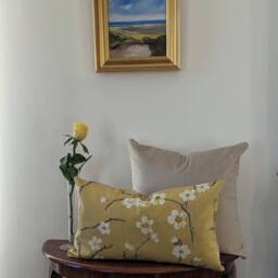 Handmade Mustard Floral Cushion Cover - Vintage Cotton Throw Pillow - thumbnail 2