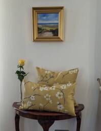 Handmade Mustard Floral Cushion Cover - Vintage Cotton Throw Pillow
