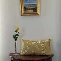 Handmade Mustard Floral Cushion Cover - Vintage Cotton Throw Pillow - thumbnail 3