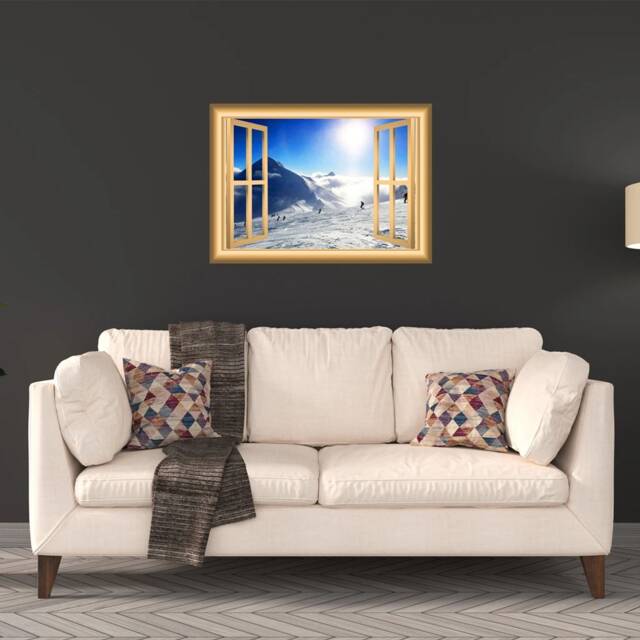 Snowy Mountain 3D Wall Art Decal Window Frame Snowboard Mural - Vwaq Nw43 - image 1
