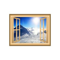 Snowy Mountain 3D Wall Art Decal Window Frame Snowboard Mural - Vwaq Nw43 - thumbnail 2