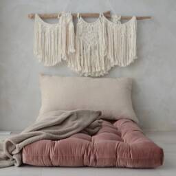 Old Pink Velvet Floor Cushion Bohemian Pillow Seating - 31x47 - thumbnail 2