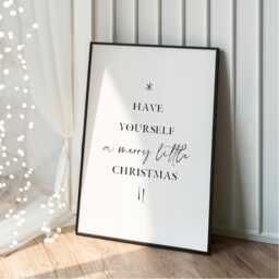 Merry Little Christmas Print Tree Lyrics Minimal Winter Wall Art - thumbnail 1