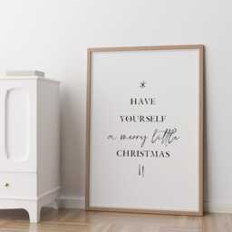 Merry Little Christmas Print Tree Lyrics Minimal Winter Wall Art - thumbnail 2