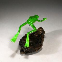 Frog Sculpture By John Perry Statue Figurine Free-Flying Green - thumbnail 3