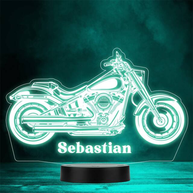 Vintage Motorcycle Silhouette Personalised Gift Colour Change Led Night Light - image 1