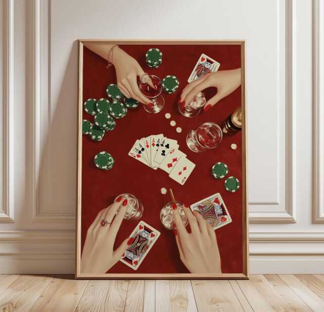 Casino Night Poster, Poker Table Wall Art, Card Game Print - image 1