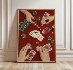 Casino Night Poster, Poker Table Wall Art, Card Game Print - thumbnail 1