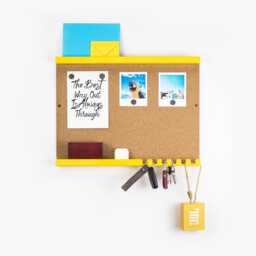 Yellow Wall Mounted Memory Board Bulletin Pinboard For Organizing Mail & Notes