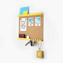 Yellow Wall Mounted Memory Board Bulletin Pinboard For Organizing Mail & Notes - thumbnail 2
