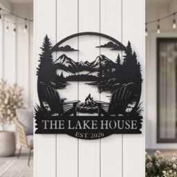 Personalized Lake House Metal Sign, Custom Cabin Name, Outdoor View Wall Decor, Dad Gift - thumbnail 4