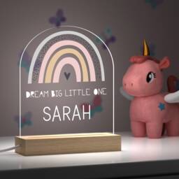 Personalised Rainbow Night Light, Custom Printed Name Lamp, Baby Gift, Childs Girls Bedroom Decor, Girl Nursery, Dream Big Little One - thumbnail 2