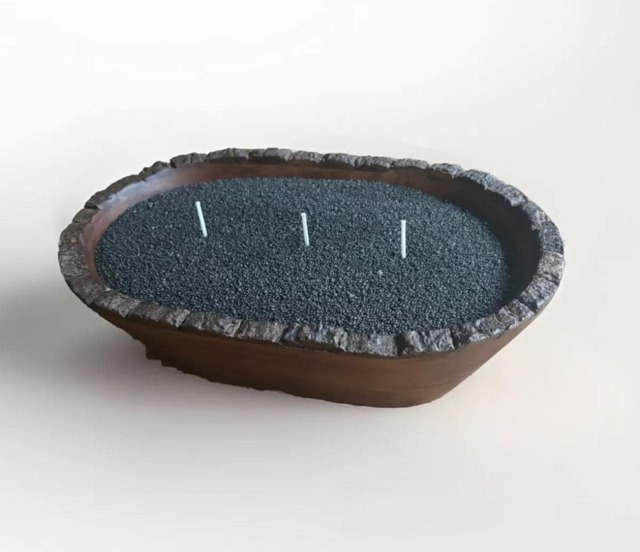 Luxury Black Sand Wax Dough Ball Wooden Tray Candle Gift Present Unique Find - image 1