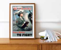 Reprint Of A Ww2 Vintage Women Recruiting Poster -Be A Marine - thumbnail 1