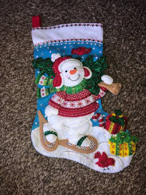 Snowshoe Snowman Christmas Stocking