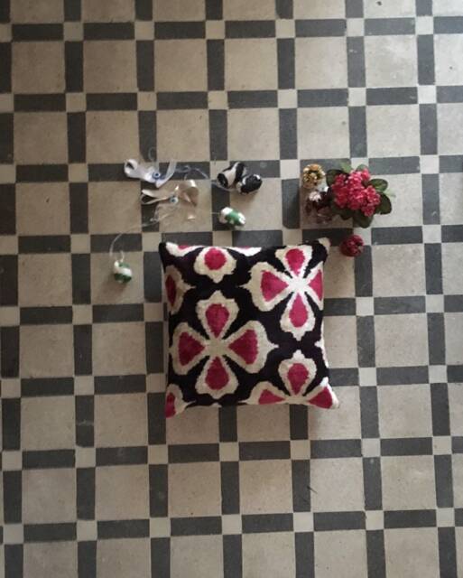 Handmade Silk Ikat Velvet Pillow Cover Uzbek Artisan Decor - 20x20 - image 1