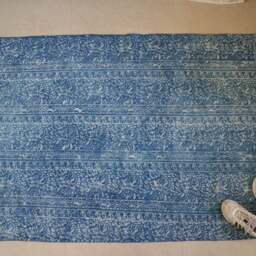 Hand-Dyed Indigo Dhurrie Rug Indian Paisley Cotton Rug - thumbnail 3