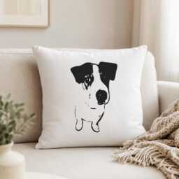 Jack Russell Terrier Pillow, Dog Lover Gift, Decorative Throw Pet Cushion, Minimalist Home Decor, Housewarming Gift - thumbnail 1