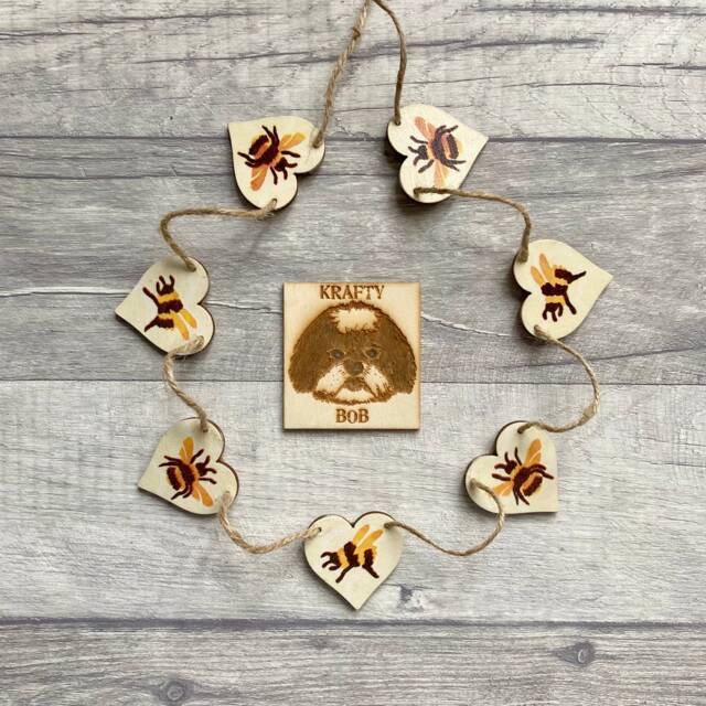 Emma Bridgewater Bee Bunting, Wooden Garland For Nature Lover, Bumblebee Gifts, Insect Wall Decor - image 1