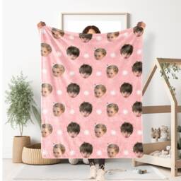 Personalized Head Portrait Photo Blanket, Couple Gift Picture Blanket With Name, Memorial Gift Photo Blanket Boyfriend - thumbnail 2