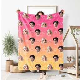 Personalized Head Portrait Photo Blanket, Couple Gift Picture Blanket With Name, Memorial Gift Photo Blanket Boyfriend - thumbnail 1