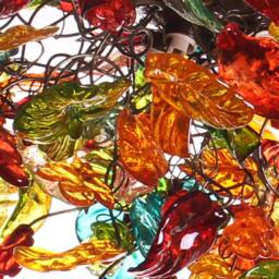 Colorful Resin Flower & Leaves Chandelier Large Statement Hanging Light Decor - thumbnail 2
