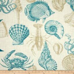 Decorative Cushion Cover - Throw Pillow Accent Outdoor - Richloom Sealife Turquoise Fabric Solarium - thumbnail 2