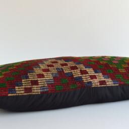 Handwoven Kilim Pillow Cover Turkish Wool Lumbar Pillow, Boho Decor - 20'' X 40'' - thumbnail 3