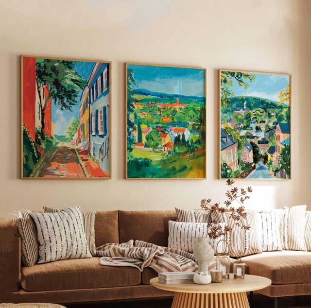 Set Of 3 Charlottesville Posters, Virginia Wall Art Prints, Travel Poster Set, Historic Landscape Prints - image 1