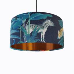 Tropical Safari Animal Lampshade in Velvet With Copper Lining - thumbnail 3