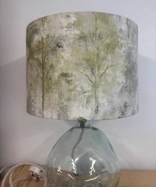 Handmade Green Forest Drum Lampshade -Tree Print - Uno Fitting - image 1