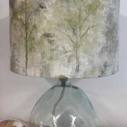 Handmade Green Forest Drum Lampshade -Tree Print - Uno Fitting - thumbnail 2