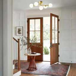 Brass Mid-Century Modern Bathroom Vanity Light - 5 Globe Frosted Glass Sconce, Italian Fixture - thumbnail 3