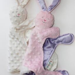 Handmade Minky Bunny Baby Lovey Blanket With Satin Ears - thumbnail 3