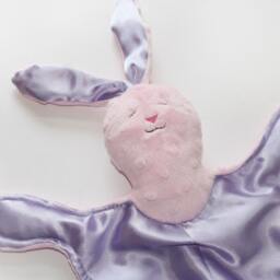 Handmade Minky Bunny Baby Lovey Blanket With Satin Ears - thumbnail 2