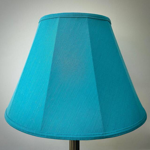 Handmade Teal Blue Drum Lampshade Modern Tapered Shade - image 1