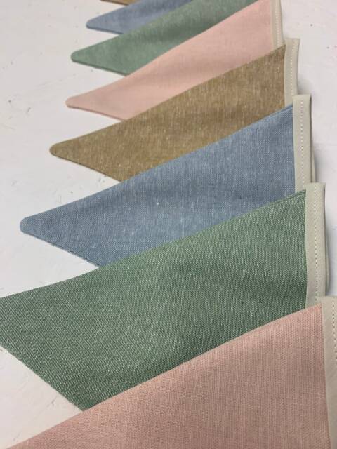 Linen Bunting - Unisex Decor Baby Shower Nursery Wall Hanging Room Fabric Garland Play - image 1