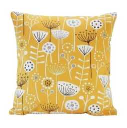 Scandi Floral Bergen Ochre Yellow Cushion Cover, Handmade Cotton Throw Pillow - thumbnail 1